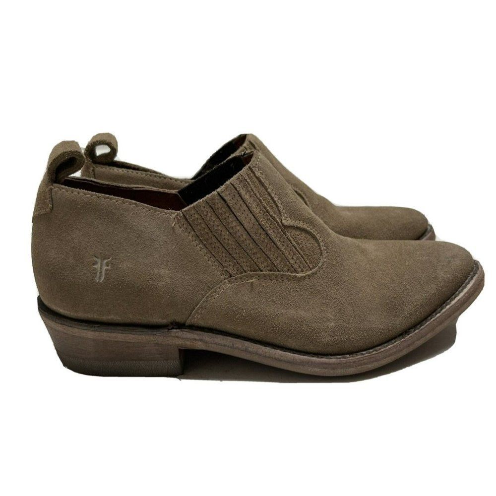 Frye Billy Shootie Tan Suede Ankle Boots Slip On Size 5.5B